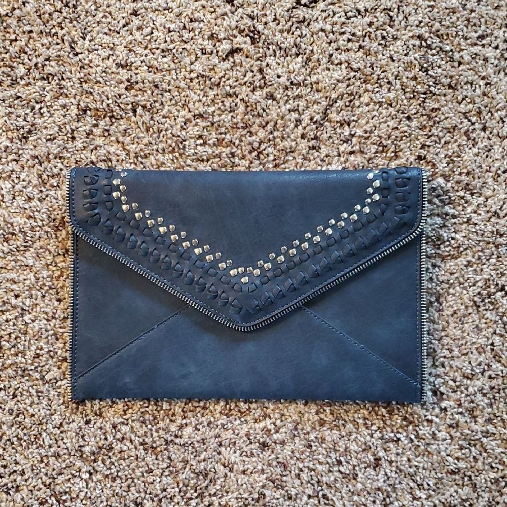 Moda luxe Stylish Navy Blue Envelope Clutch With Silver Chain Strap